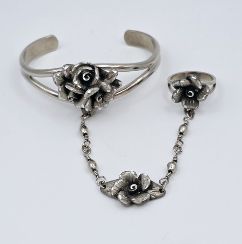 Vtg ejc silver tone rose - ejc,