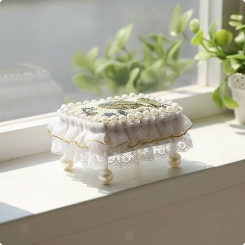 Dollhouse table with lace - table,