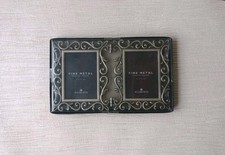 Double Portrait Hinged Pewter Scroll Vine Standing Picture Photo Frame 6cm x 9cm