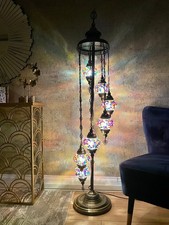 7 Glass Multi Colour Turkish Mosaic Handmade Glass Moroccan Stand Floor Lamp