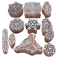 Royal Kraft Assorted Wooden Block Printing Stamps (Set of 10)