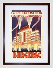 ADVERT EXHIBITION BERGERAC RIVER BANK DORDOGNE BLACK FRAMED ART PRINT B12X3069