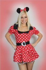 Sexy Womens Halloween Miss Red Minnie Mouse Fancy Mini Dress Costume outfit 8-16
