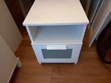 One IKEA BRIMNES Bedside Table White 39x41x54cm Wear/Stains to Top Collect Rugby