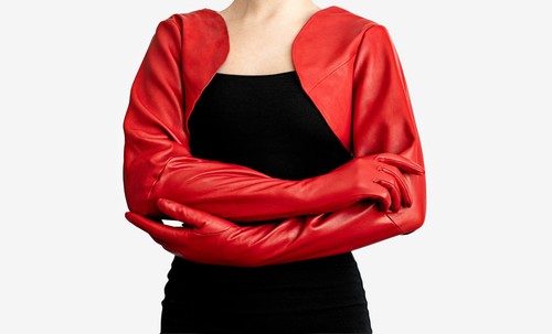 One piece long leather bolero - long,