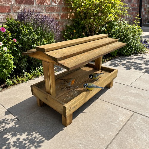 Ground wooden bird table - wooden,