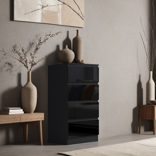 Black gloss chest - gloss, drawers