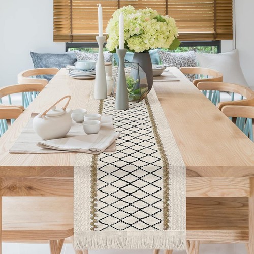 Boho table runner beige - table,