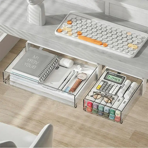 Hidden under desk drawer - hidden,