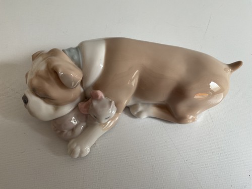 Lladro bulldog dog and cat - lladro,