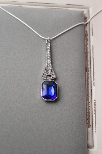 Art deco necklace blue - deco,