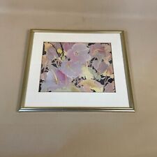Batik Floral Picture Wall Art Pink Flowers Gold Frame Wall Hanging Hand Painted