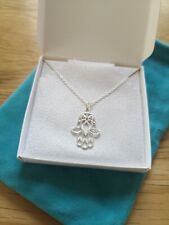 Genuine 925 Sterling Silver Hand Of Hamsa Pendant Charm Necklace - Gift Boxed