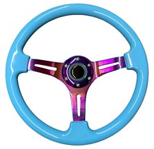 Light Blue Neo Chrome TS Aftermarket steering wheel 6x70mm pcd 350mm