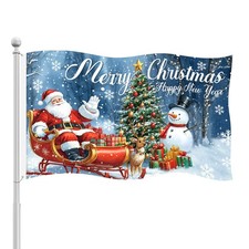 Christmas Flags, 5x3ft/150x90cm Double-Sided Large Christmas Flags for Outside
