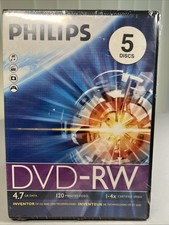 Philips DVD-RW 5 Discs 4.7GB 120 min New Sealed Free Postage
