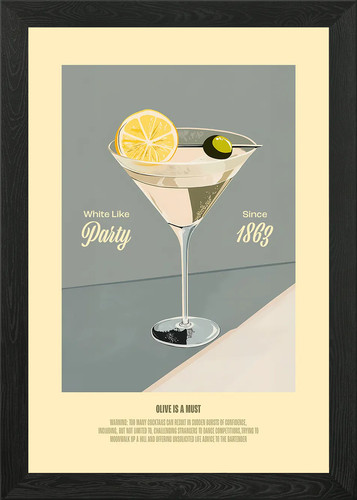 White cocktail poster framed - poster,