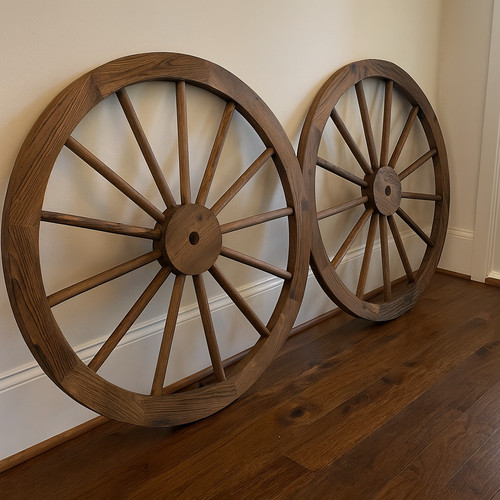 Set wooden wagon wheels - 2,