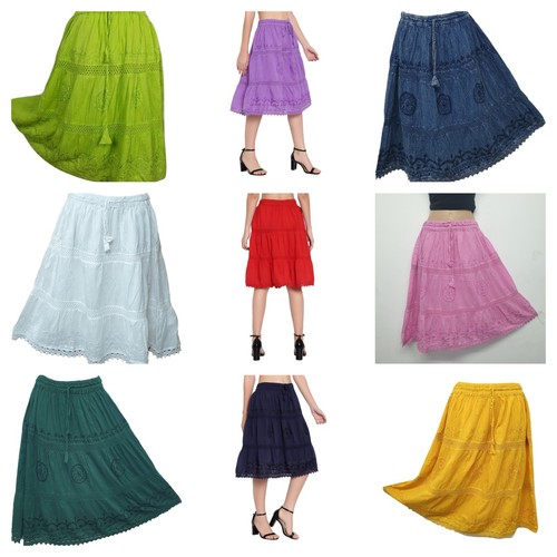 Cotton skirt knee length lace - cotton,