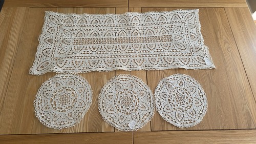 Vintage white table runner - table,