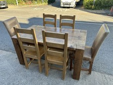Solid Pine Rustic Farmhouse Table With Six Chairs FREE MANCHESTER DELIVERY
