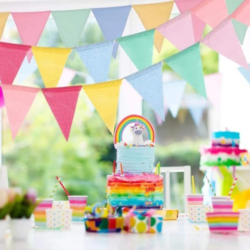 Colorful jute linen flags - jute,