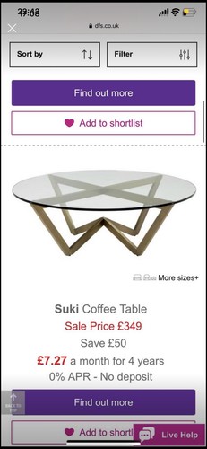 Dfs suki glass coffee table - suki,