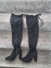 Ella Black Faux Suede Over The
