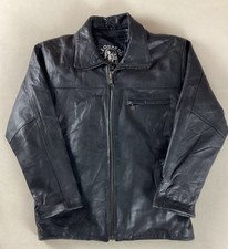 Vintage Leather Highwayman Jacket Biker Jacket Zip-In Liner Black Size 48