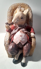 Extra Large Vintage Resin Figurine "Mr. Ratty Sat in a Wicker Chair" by Academy