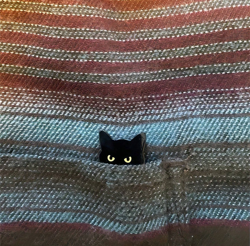 Black cat enamel - cat,