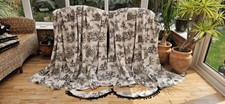 TOILE CURTAINS 54" DROP BY 76" WIDTH & TIEBACKS