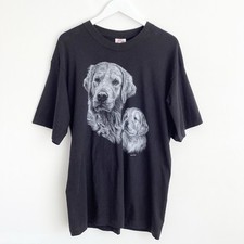 Vintage Jacks of London T-shirt L black single stitch golden retriever lab dog 