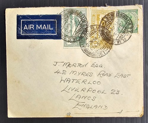 1933 india airmail cover - airmail, ties