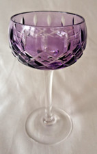 Walsh Amethyst Overlay Cut Cup Bowl Crystal Cocktail/Wine Glass. c1930. signed