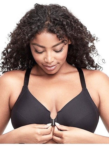 Glamorise black front close - black,