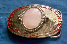 1# metal belt buckle with a rose quartz stone