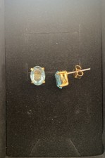 Gold Plated Blue Topaz Stud