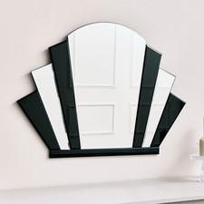 Black Glass Art Deco Arch Fan Wall Mirror 80cm x 60cm vintage wall decor
