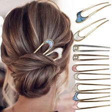 Women Hair Pin U Shaped Fork Stick French Fashion Hairstyle Metal Hair Clips UK