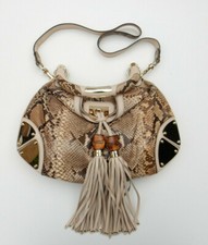 Authentic Gucci Python & Leather Large Babouska Indy Hobo Shoulder Bag & Receipt