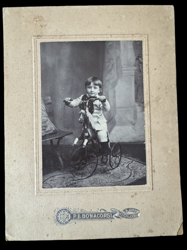 Antique child tricycle photo - child,