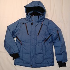 Mens Down Fkow Jacket Medium Down & Feather Blue Puffer NWOT S/M Pit2Pit 20in