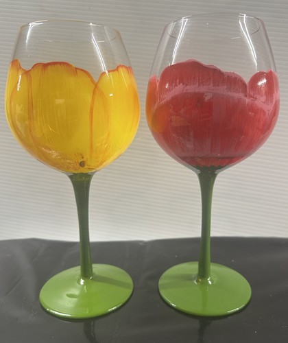 Handpainted stemmed large - handpainted,