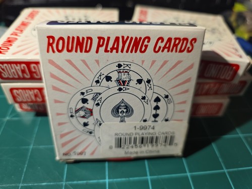Round playing cards deck blue - round,