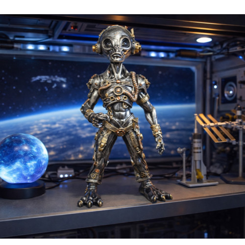 Steampunk alien ornament - steampunk,