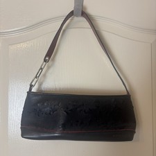 Vintage Y2K Kookai Black Red Floral Purse Bag Pocketbook Small PVC 00s 90s Chain