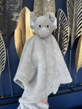 cute TJM MOON AND STARS grey ELEPHANT babies comforter blankie blanket  hug toy