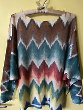 Autumn Colours Zig Zag Print Knit Batwing Jumper One Size NEW