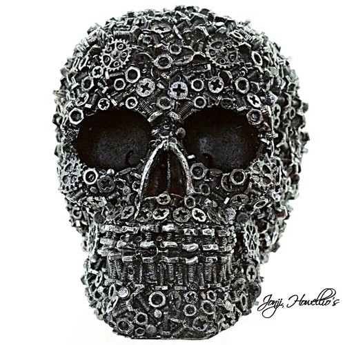 Silver gothic style skull nuts - gothic,